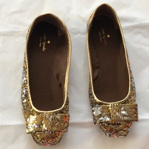 Kate Spade gold sequin flats